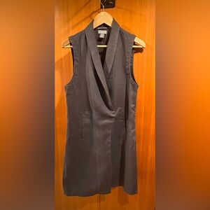 Kenar Gray Linen Sleeveless Long Tunic Vest, size L